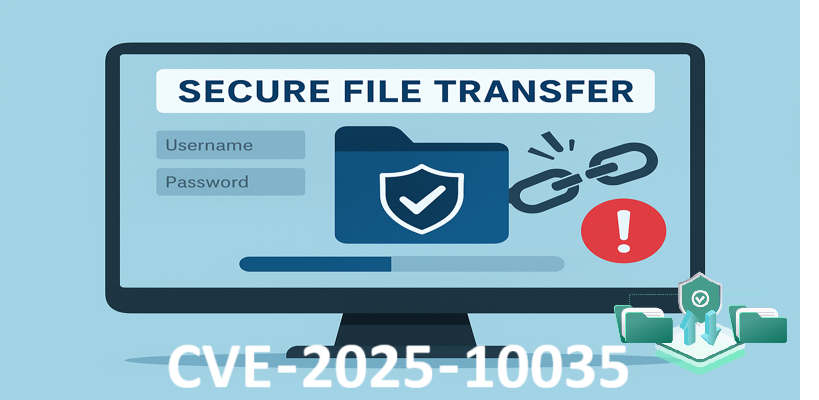 File transfer dashboard with code and injection icon illustrating vulnerability