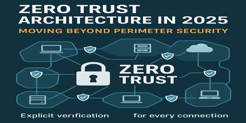 Digital network micro-perimeters with glowing shield representing zero trust architecture