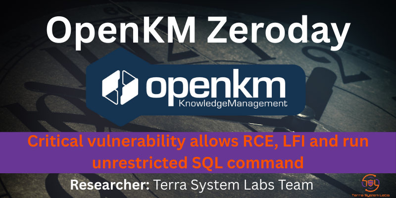 Terra System Labs identifies critical zero-day vulnerabilities in OpenKM DMS, including LFI, SQL execution, and RCE, impacting MSMEs and governments globally.